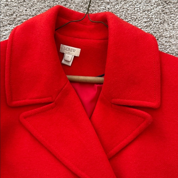 J. Crew Vibrant Red Pea Coat w/Matching Mittens - Picture 6 of 13